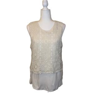 Vince Camuto Sleeveless Lace Overlay Top